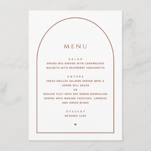 Elegante minimalistische Hochzeit Bogen-Empfangs Menükarte