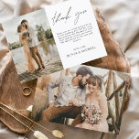 Elegante Minimalistische Hochzeit Danke Foto<br><div class="desc">Lassen Sie sich von unseren eleganten Dankeschön-Karten mit modernem Drehbuch und Ihrem Lieblings-Hochzeitsfest-Foto verzaubern. Diese Karten bieten ein stilvolles und minimalistisches Design, das perfekt zu jeder Hochzeitsästhesie passt. Personalisieren Sie sie mit einer herzlichen Danksagung, um Ihren Dank an Freunde und Familie für ihre Liebe und Unterstützung zu übermitteln. Diese Karten...</div>