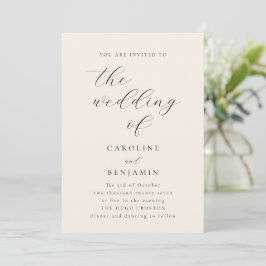 Elegante Minimalistische Hochzeit der Creme Callig Einladung