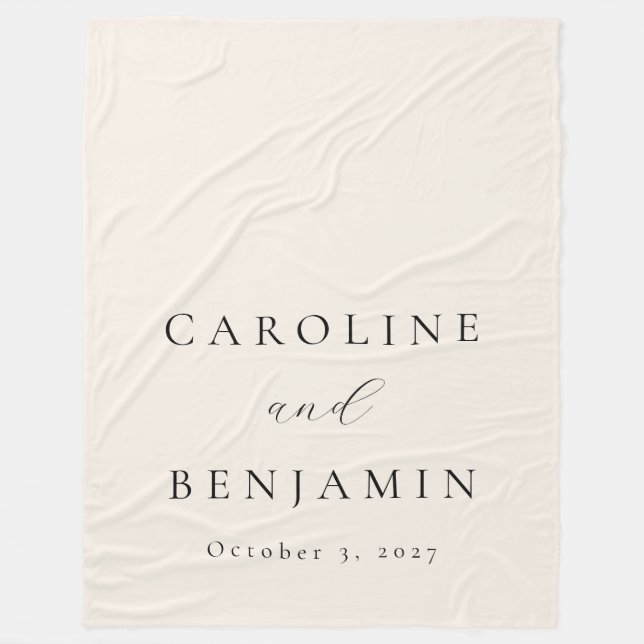 Elegante Minimalistische Hochzeit der Creme Callig Fleecedecke (Vorderseite)