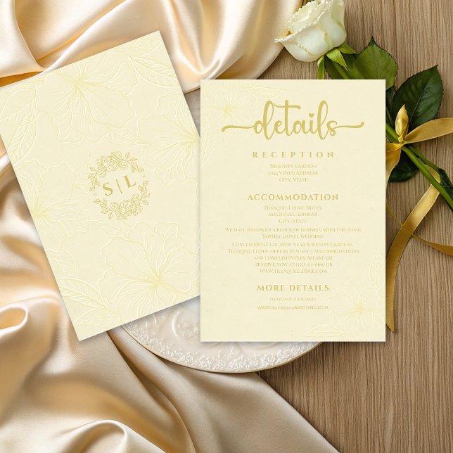 Elegante Minimalistische Hochzeit der Goldenen Flo Begleitkarte (Von Creator hochgeladen)