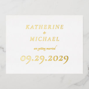 Elegante Minimalistische Hochzeit Echtgoldfolie-Ei Folien Feiertagspostkarte