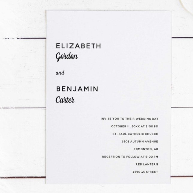 Elegante Minimalistische Hochzeit Einfache Typogra Einladung (Von Creator hochgeladen)