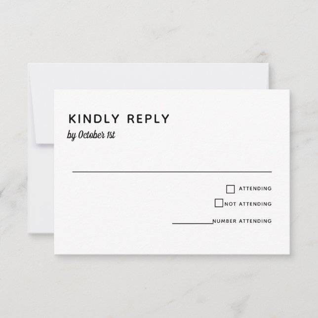 Elegante Minimalistische Hochzeit Einfache Typogra RSVP Karte (Vorderseite)