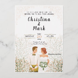 Elegante Minimalistische Hochzeit Folieneinladung