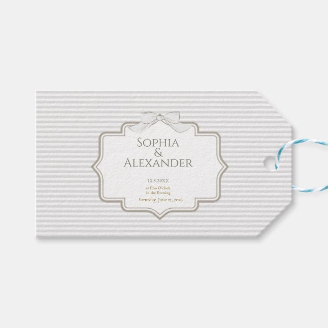 Elegante Minimalistische Hochzeit Geschenkanhänger (Vorderseite (Horizontal))