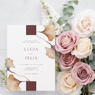 Elegante Minimalistische Hochzeit im Herbst Einladung