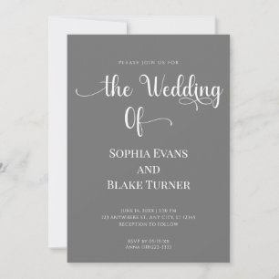 Elegante Minimalistische Hochzeit in Grau und Weiß Einladung
