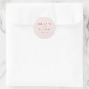 Elegante minimalistische Hochzeit in Rosa Runder Aufkleber