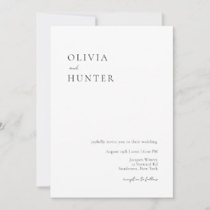 Elegante Minimalistische Hochzeit in Schwarz und W Einladung