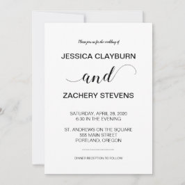 Elegante Minimalistische Hochzeit in Schwarz und W Einladung