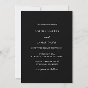 Elegante Minimalistische Hochzeit in Schwarz und W Einladung