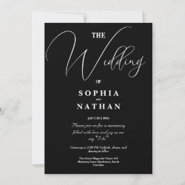 Elegante Minimalistische Hochzeit in Schwarz und W Einladung