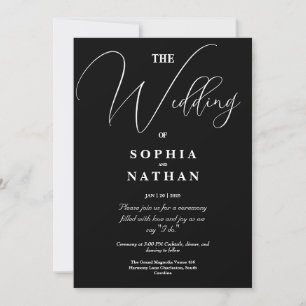 Elegante Minimalistische Hochzeit in Schwarz und W Einladung