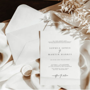 Elegante Minimalistische Hochzeit in Schwarz und W Einladung