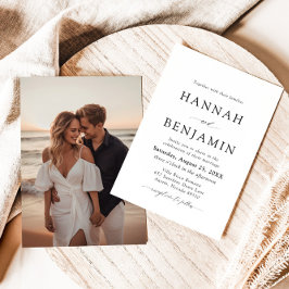 Elegante Minimalistische Hochzeit in Schwarz und W Einladung