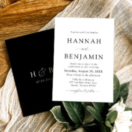 Elegante Minimalistische Hochzeit in Schwarz und W Einladung