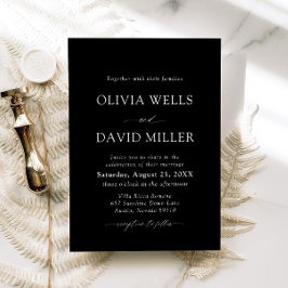 Elegante Minimalistische Hochzeit in Schwarz und W Einladung