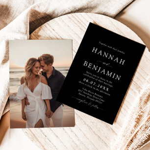 Elegante Minimalistische Hochzeit in Schwarz und W Einladung