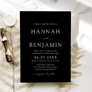 Elegante Minimalistische Hochzeit in Schwarz und W Einladung