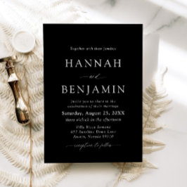Elegante Minimalistische Hochzeit in Schwarz und W Einladung
