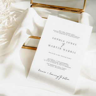 Elegante Minimalistische Hochzeit in Schwarz und W Einladung