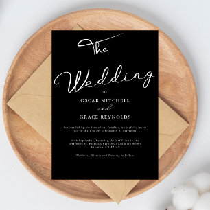 Elegante Minimalistische Hochzeit in Schwarz und W Einladung