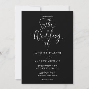 Elegante Minimalistische Hochzeit in Schwarz und W Einladung