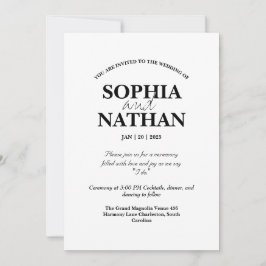 Elegante Minimalistische Hochzeit in Schwarz und W Einladung