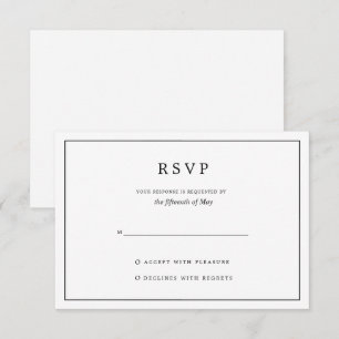 Elegante minimalistische Hochzeit in schwarz und w RSVP Karte