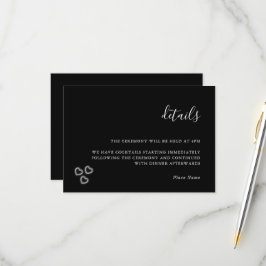 Elegante Minimalistische Hochzeit in Schwarz und W RSVP Karte