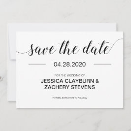 Elegante Minimalistische Hochzeit in Schwarz und W Save The Date