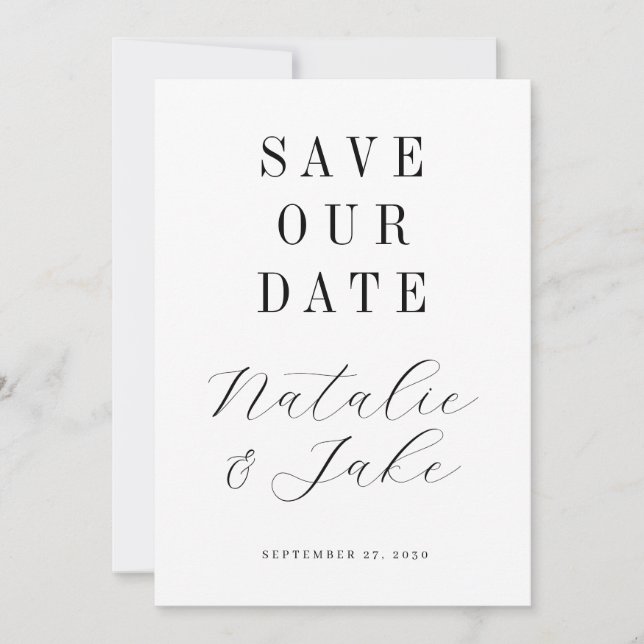 Elegante Minimalistische Hochzeit ohne Foto Save The Date (Vorderseite)