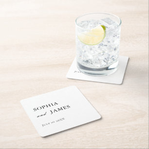 Elegante Minimalistische Hochzeit Rechteckiger Pappuntersetzer