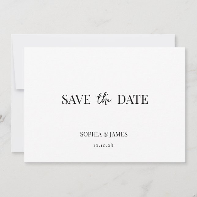 Elegante Minimalistische Hochzeit rettet das Datum Save The Date (Vorderseite)