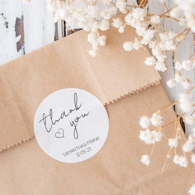 Elegante Minimalistische Hochzeit Runder Aufkleber (Von Creator hochgeladen)