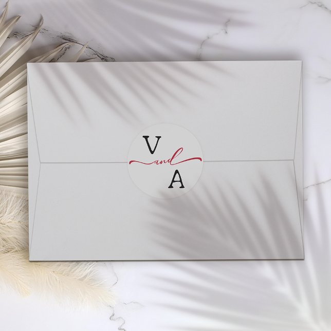 Elegante Minimalistische Hochzeit Runder Aufkleber (Von Creator hochgeladen)