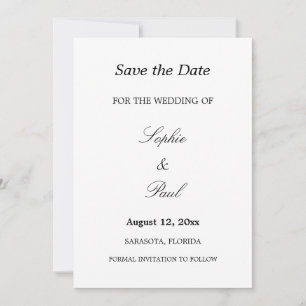 Elegante Minimalistische Hochzeit speichern Sie da Save The Date