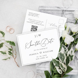 Elegante Minimalistische Hochzeit Speichern Sie de Postkarte