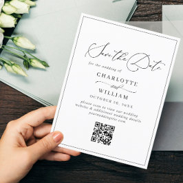 Elegante Minimalistische Hochzeit Speichern Sie de Postkarte