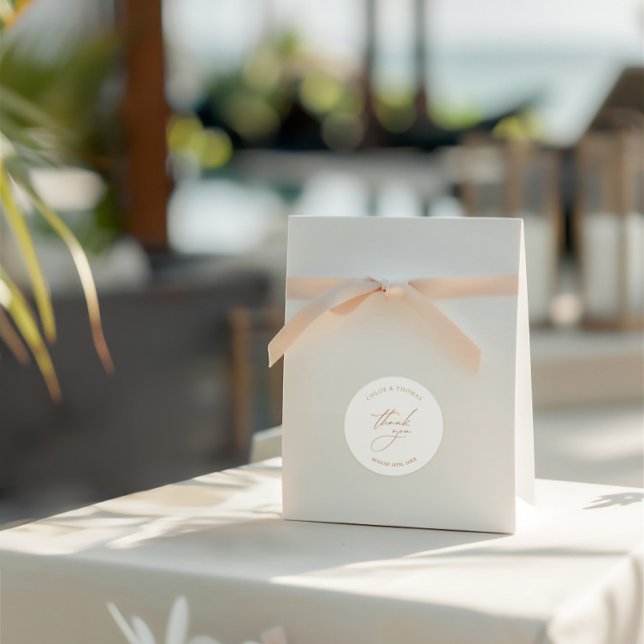 Elegante Minimalistische Hochzeit Vielen Dank Runder Aufkleber (Elegant Minimalist Wedding Thank You Classic Round Sticker)