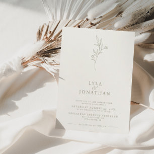 Elegante Minimalistische Hochzeit von Elfenbein un Einladung