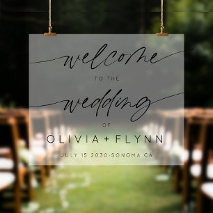 Elegante Minimalistische Hochzeit Willkommen Matti Acrylschild