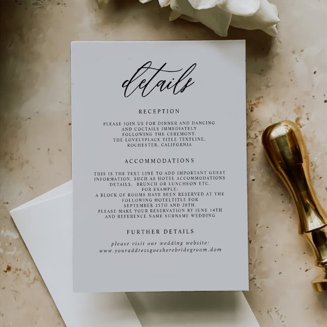 Elegante Minimalistische Hochzeitdetails Begleitkarte (Von Creator hochgeladen)