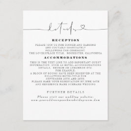 Elegante Minimalistische Hochzeitdetails Begleitkarte