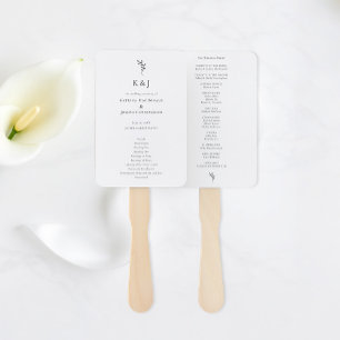 Elegante Minimalistische Hochzeitfeier Monogram Fächer