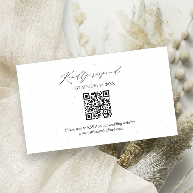 Elegante Minimalistische Hochzeitkarte QR Online R Begleitkarte (Von Creator hochgeladen)