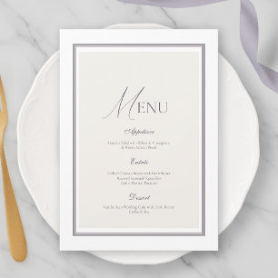 Elegante minimalistische Hochzeits-Menükarte Einladung