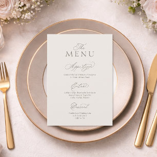 Elegante Minimalistische Hochzeits-Menükarte Menükarte