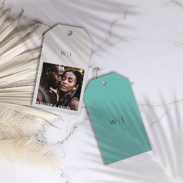 Elegante minimalistische Hochzeitsgeschenke mit Fo Geschenkanhänger